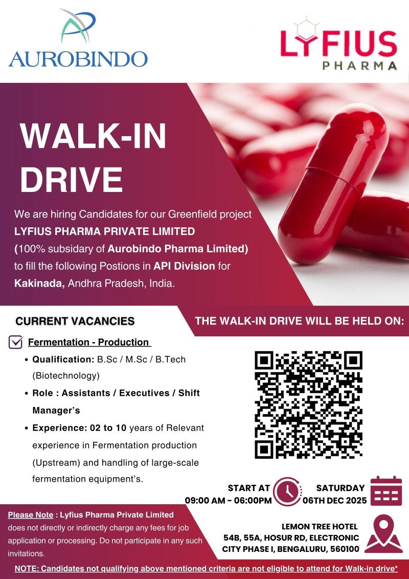 Lyfius Pharma Assistants/Executives/Shift Managers