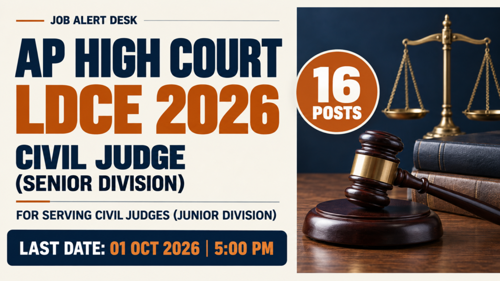 AP High Court LDCE 2026 notice for 16 Civil Judge Senior Division posts