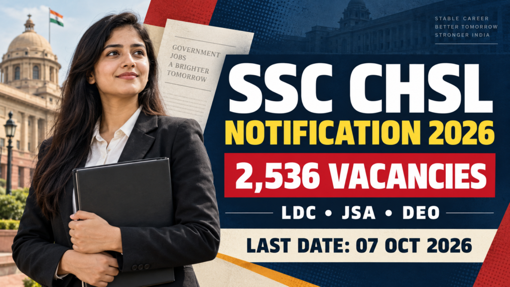 SSC CHSL Notification 2026 for 2536 LDC JSA and DEO vacancies