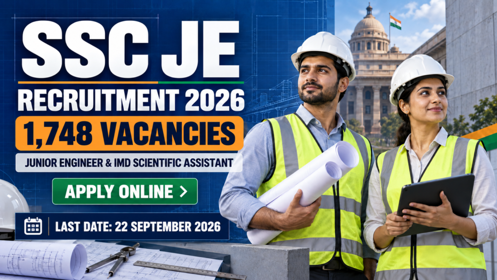 SSC JE Recruitment 2026 notification for 1748 posts