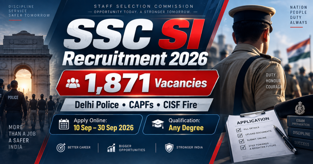 SSC SI Recruitment 2026 1871 Vacancies